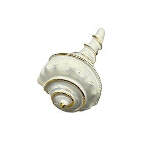 Vintage Coro Seashell Brooch Pin White & Gold Tone Nautical Jewelry Collectible